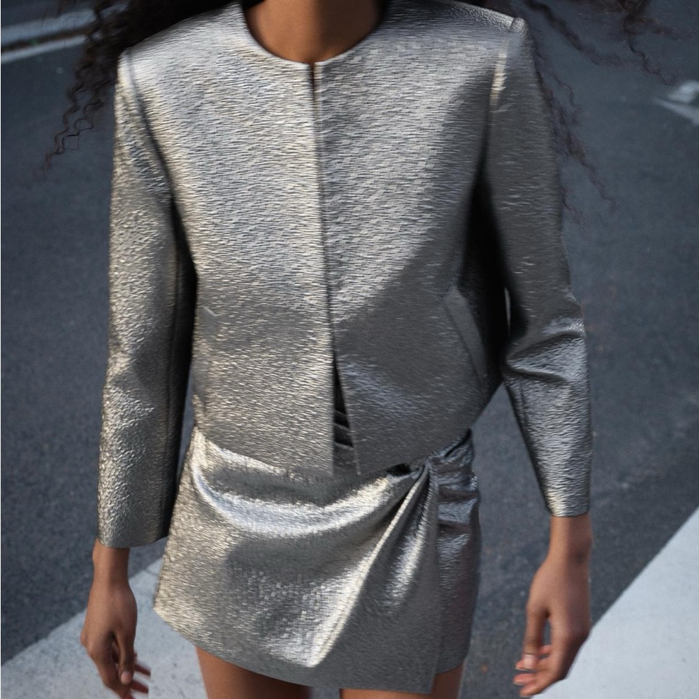 Zara Silver Coord set- jacket and skort